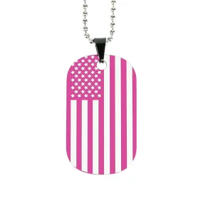 Color Series Pink USA Flag Bag Tag / Dog Tag